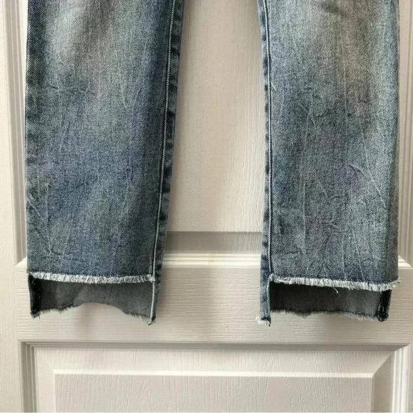 Guess It Girl Jeans  Straight Leg 10” Rise Button Fly Raw Step Hem Blue Size 25 - Picture 7 of 16